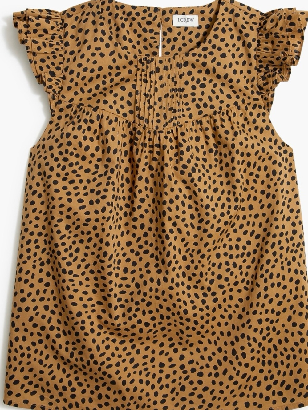 J. Crew Tan and Black Polka Dot Flutter Sleeve Blouse
